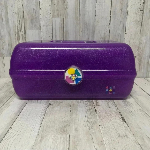 Caboodles Cosmetic Makeup Case Organizer Tray with Mirror Purple Sparkle USA - Picture 1 of 9